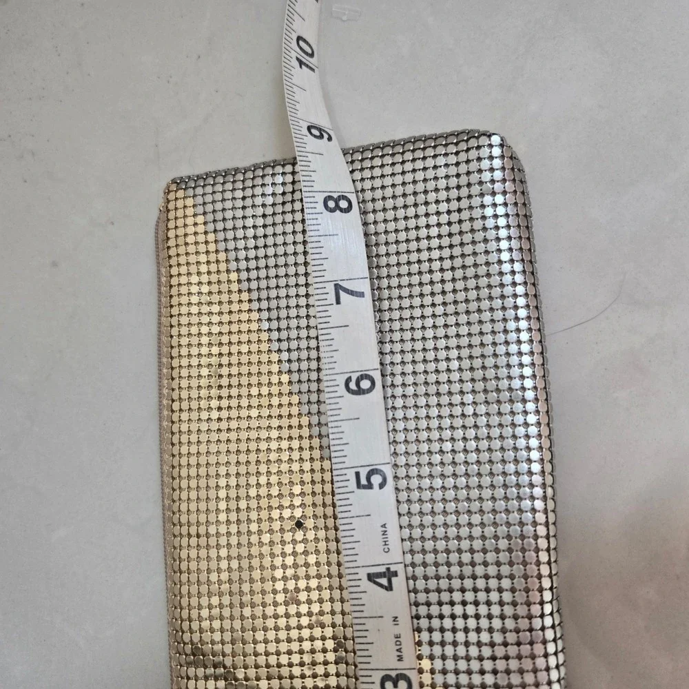 Whiting &‎ Davis OS Mesh Clutch Women Gold Silver Excellent Two Tone Ring Handle